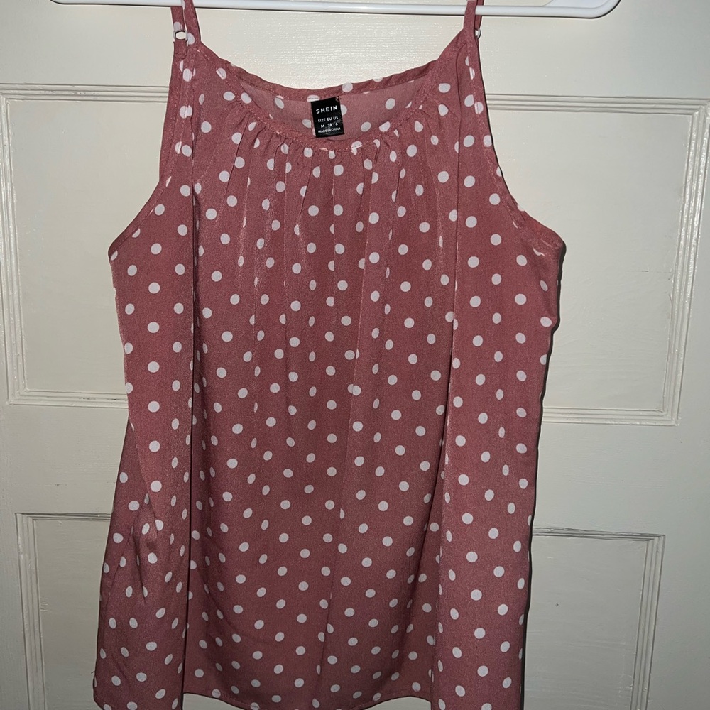 SHEIN Dusty Rose Polka Dot Spaghetti Strap Cami